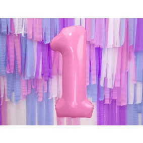 1-es születésnapi szám fólia lufi - pink 86 cm