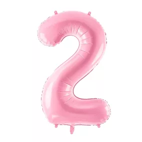 2-es születésnapi szám fólia lufi - pink 86 cm