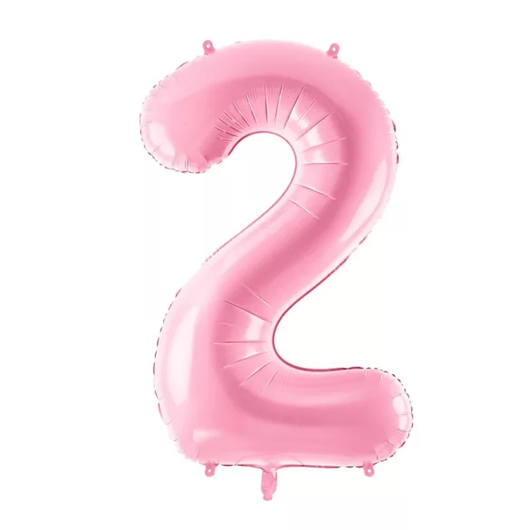 2-es születésnapi szám fólia lufi - pink 86 cm