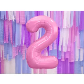 2-es születésnapi szám fólia lufi - pink 86 cm