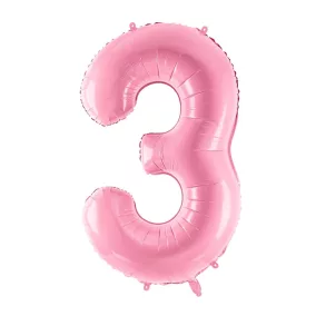 3-as születésnapi szám fólia lufi - pink 86 cm