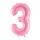 3-as születésnapi szám fólia lufi - pink 86 cm