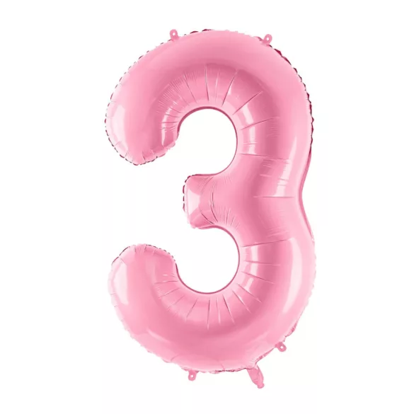 3-as születésnapi szám fólia lufi - pink 86 cm