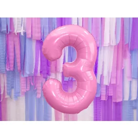 3-as születésnapi szám fólia lufi - pink 86 cm