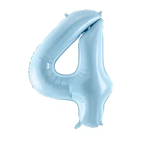 4-es születésnapi szám fólia lufi - világoskék 86 cm