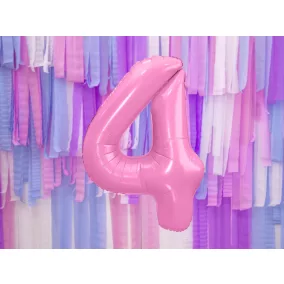 4-es születésnapi szám fólia lufi - pink 86 cm