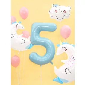5-ös születésnapi szám fólia lufi - világoskék 86 cm