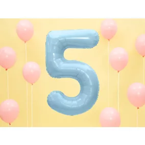 5-ös születésnapi szám fólia lufi - világoskék 86 cm