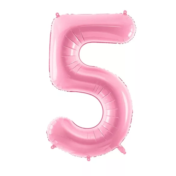 5-ös születésnapi szám fólia lufi - pink 86 cm