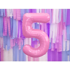 5-ös születésnapi szám fólia lufi - pink 86 cm