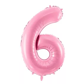 6-os születésnapi szám fólia lufi - pink 86 cm