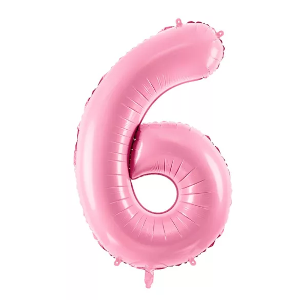 6-os születésnapi szám fólia lufi - pink 86 cm