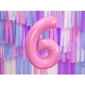 6-os születésnapi szám fólia lufi - pink 86 cm