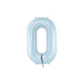 0-ás születésnapi szám fólia lufi - halványkék 72 cm