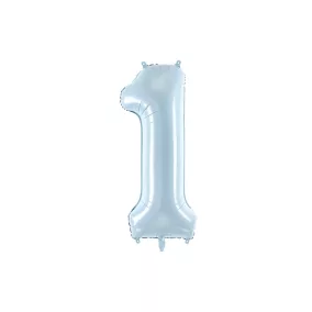 1-es születésnapi szám fólia lufi - halványkék 72 cm