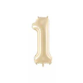 1-es születésnapi szám fólia lufi - bézs 72 cm