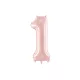1-es születésnapi szám fólia lufi - light pink 72 cm