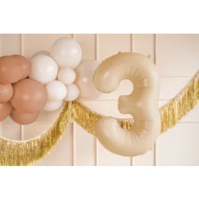 3-as születésnapi szám fólia lufi - bézs 72 cm