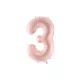 3-as születésnapi szám fólia lufi - light pink 72 cm