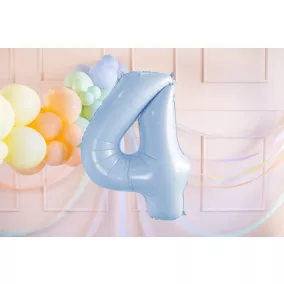 4-es születésnapi szám fólia lufi - halványkék 72 cm