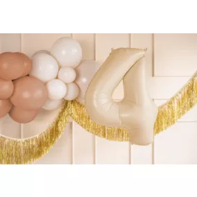4-es születésnapi szám fólia lufi - bézs 72 cm