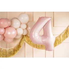4-es születésnapi szám fólia lufi - light pink 72 cm
