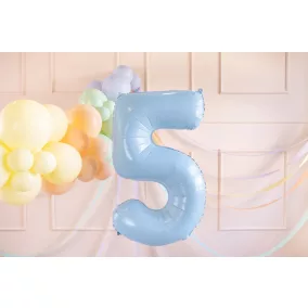 5-ös születésnapi szám fólia lufi - halványkék 72 cm