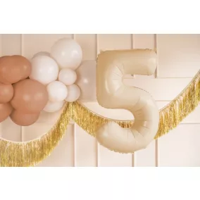 5-ös születésnapi szám fólia lufi - bézs 72 cm