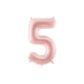 5-ös születésnapi szám fólia lufi - light pink 72 cm