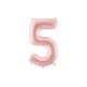5-ös születésnapi szám fólia lufi - light pink 72 cm
