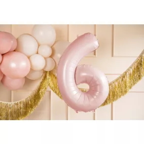 6-os születésnapi szám fólia lufi - light pink 72 cm