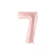 7-es születésnapi szám fólia lufi - light pink 72 cm
