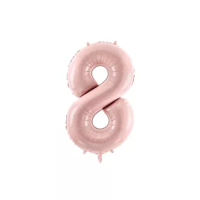8-as születésnapi szám fólia lufi - light pink 72 cm
