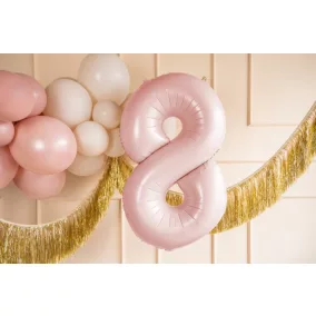 8-as születésnapi szám fólia lufi - light pink 72 cm