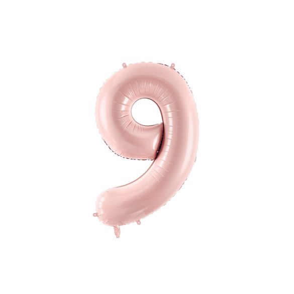 9-es születésnapi szám fólia lufi - light pink 72 cm