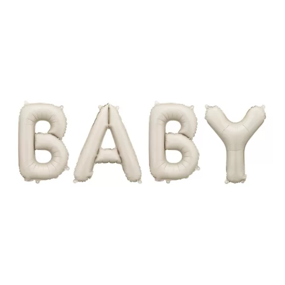 Fólia lufi - Baby felirattal - 140 × 43 cm - bézs