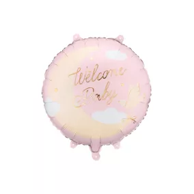   Babaváró fólia lufi - Welcome Baby - 35x35 cm - light pink