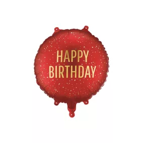 Fólia lufi - Happy Birthday - 35 × 35 cm - dark red