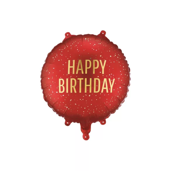 Fólia lufi - Happy Birthday - 35 × 35 cm - dark red