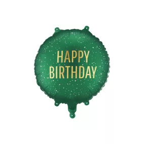 Fólia lufi - Happy Birthday - 35 × 35 cm - sötétzöld