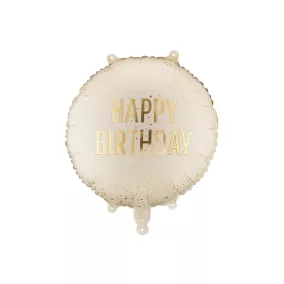 Fólia lufi - Happy Birthday - 35 × 35 cm - krém