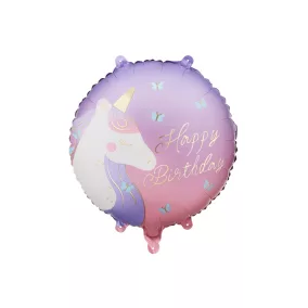Fólia lufi - Happy Birthday unikornissal - 35 × 35 cm