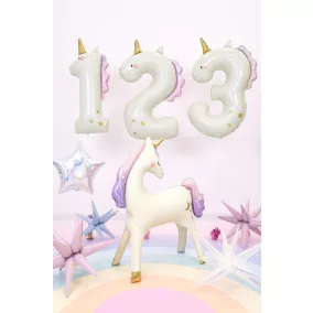 1-es születésnapi szám fólia lufi - Unikornis 93cm