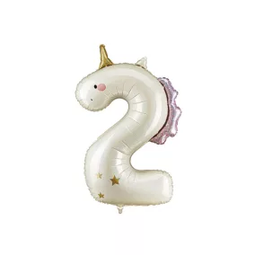 2-es születésnapi szám fólia lufi - Unikornis 93cm