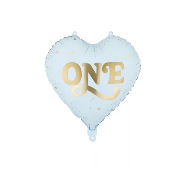 Szív alakú fólia lufi „One” - 45 cm - világoskék
