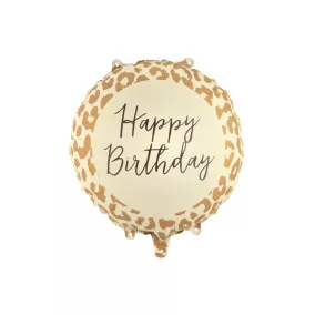 Happy Birthday Fólia lufi leopárd mintával 35x35 cm