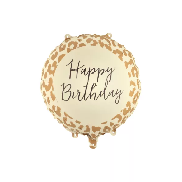 Happy Birthday Fólia lufi leopárd mintával 35x35 cm