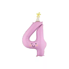 Fólia lufi - 4 szám - 86 cm - levendula színes kalappal