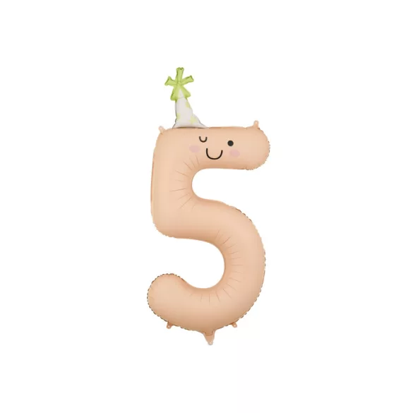 Fólia lufi - 5 szám - 86 cm - barack színes kalappal