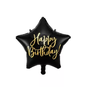 Fólia lufi - Happy Birthday - Black - 40 cm